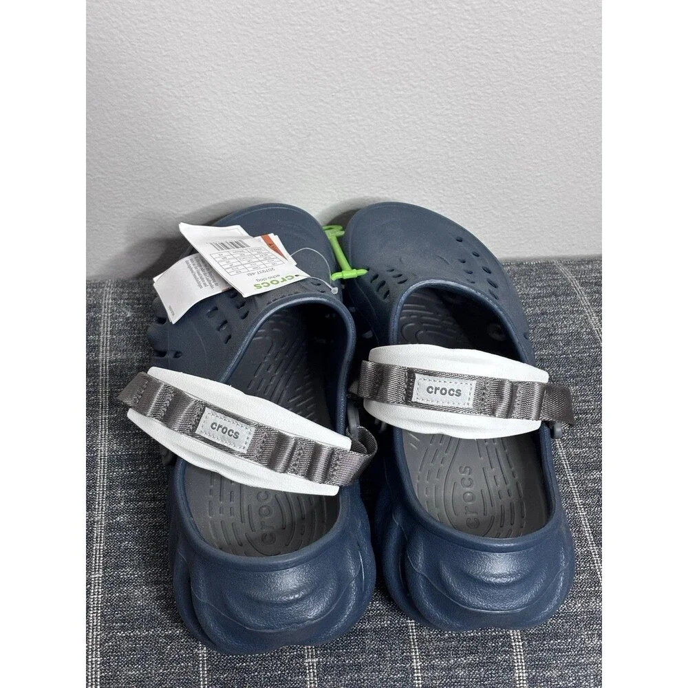 CROCS Echo Clogs Navy White Heel Pads Men 12 NEW